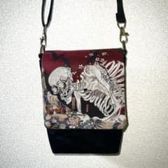 一点もの/相馬の古内裏＊がしゃどくろ＊ショルダーバッグ赤/浮世絵