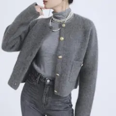 2026年最新】ラクーンブレンドノーカラーニットジャケットの人気