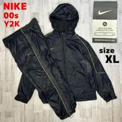 00s NIKE ナイロン 上下 パーカー ジャケット パンツ 刺繍ロゴ XL