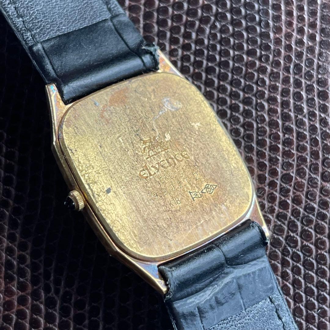 elvence クォーツ式 18Kゴールド 金無垢 ダイヤ付き 腕時計 - メルカリ