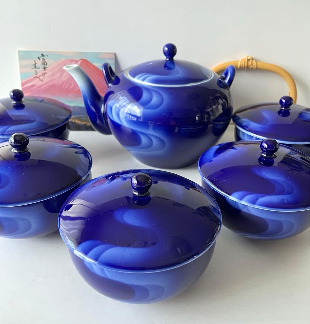 美術有田焼 深川製磁 流水模様 急須 蓋つき湯呑み5客セット - メルカリ