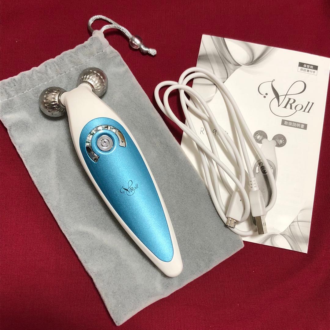 【傷なし美品】V-Roll 美顔器 EMS•ローラー 充電式 美顔ローラー V-ROLL 中周波 EMS 美顔器 ( セルフケア 美顔ローラー エステ 業務用