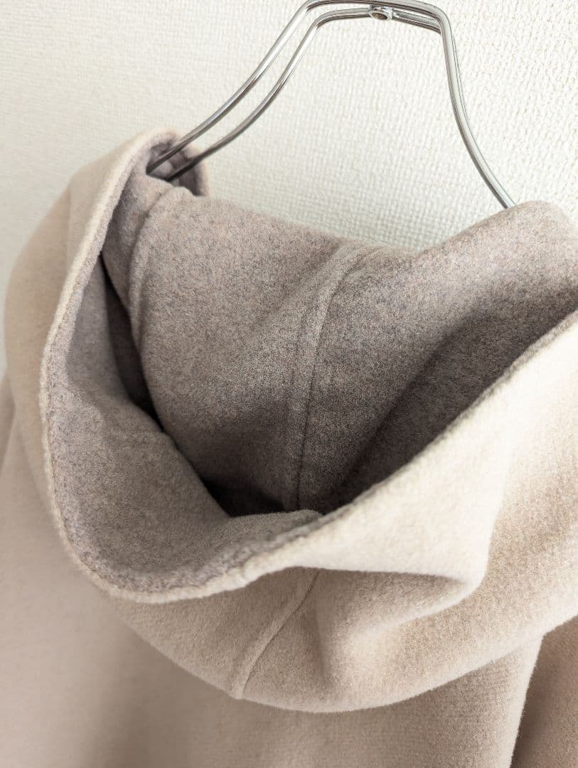 美品】SHIPS any フード付 リバーウール混コート ゆったりサイズ