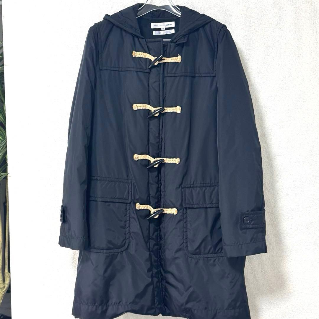美品　コムデギャルソンシャツ　ブラック　メンズオム　ナイロンダッフルコート M COMME des GARCONS SHIRT コムデギャルソンシャツ ナイロンダッフル