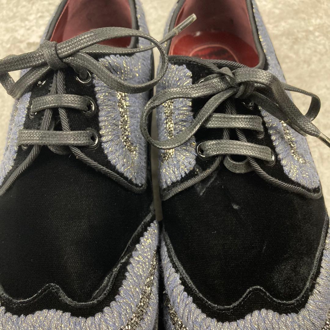 未使用品 ドルチェ&ガッバーナ ベロア ビジュー シューズ 6 1/2