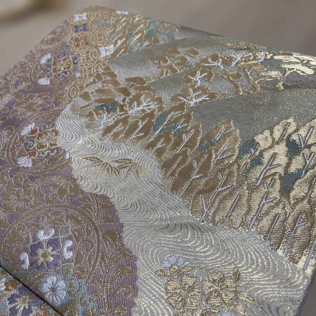 服部織物 袋帯 正絹 礼装用 金彩山水文様】 - メルカリ