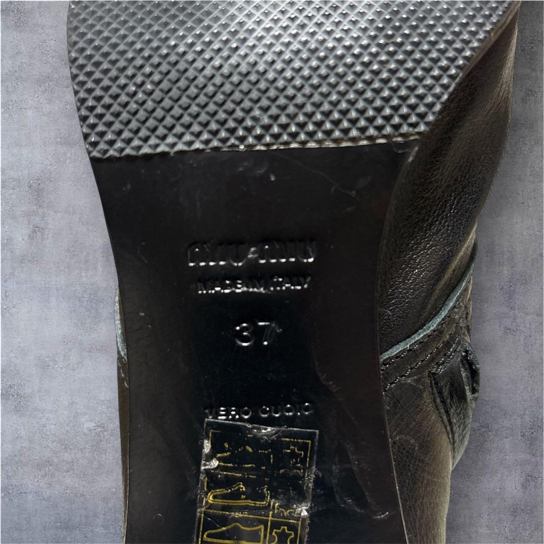 希少サイズ❣️23.5MIU MIU ロングブーツ 黒 本革 美脚ライン✨