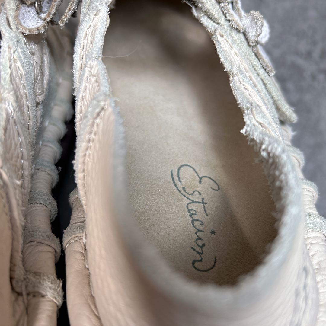 極美品【エスタシオン】お花 レザーメリージェーン/厚底/フラワー