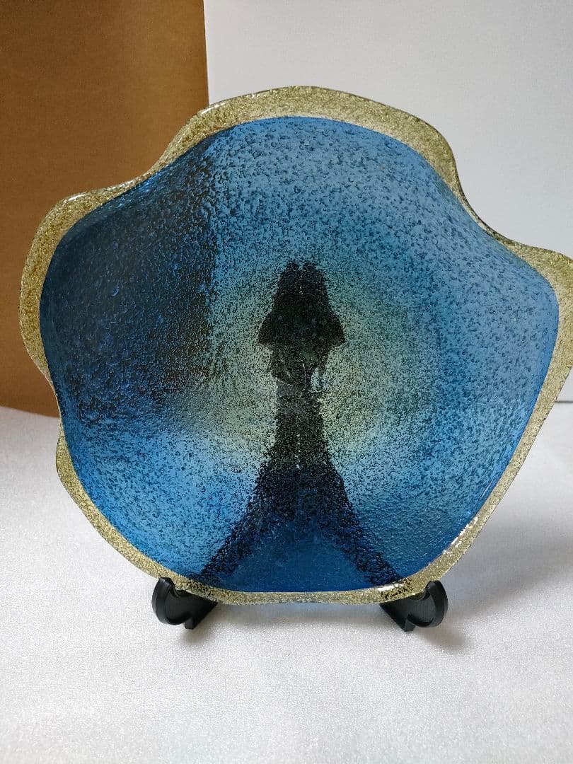 琉球ガラス 稲嶺盛吉 名工 泡 ブルー色 皿 - メルカリ