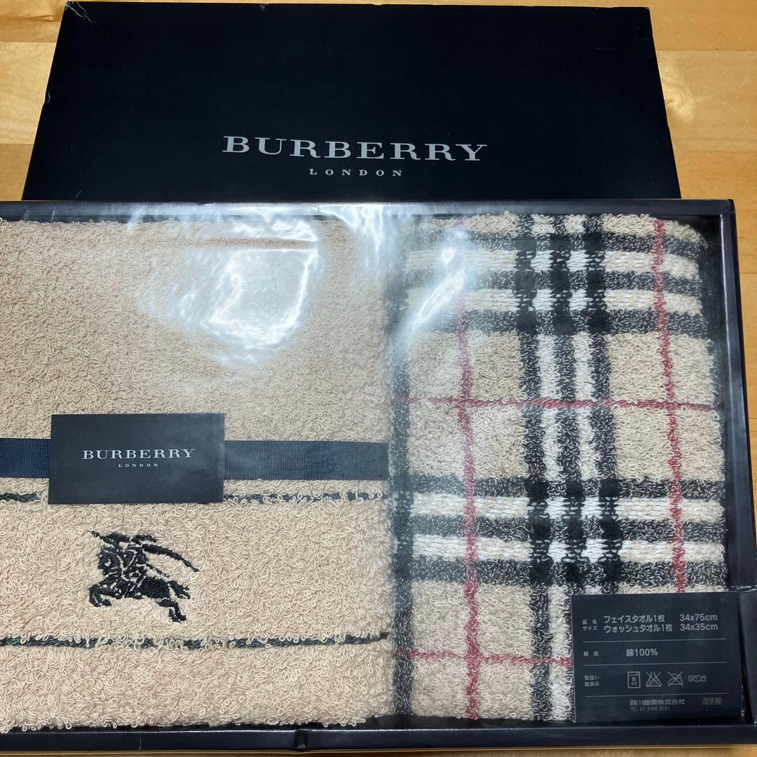バーバリーフェイスタオル、ウォッシュタオル未使用2枚セット - メルカリ