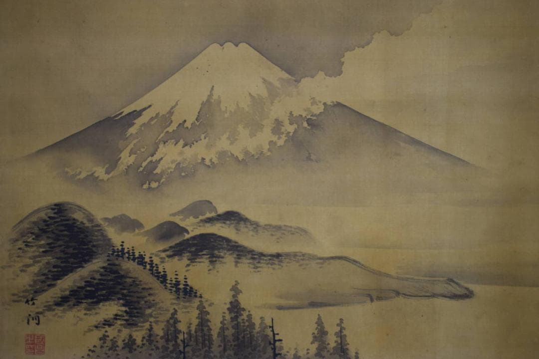 真作/中林竹洞/富士山水図/横物/大幅/布袋屋掛軸HJ-844 真作/中林竹洞/富士山水図/横物/大幅/布袋屋掛軸HJ-844 - メルカリ