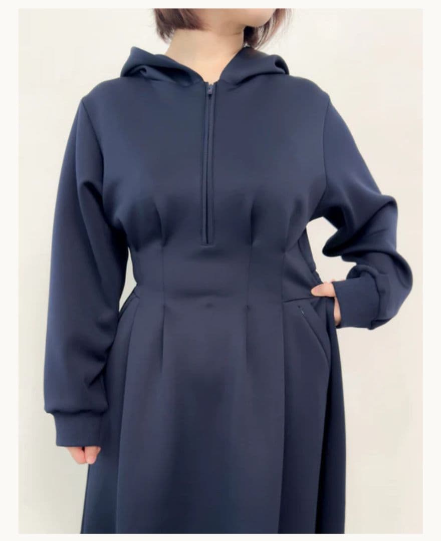 CINEMATIQ ダブルポケットパーカーワンピ ネイビー フリーショート