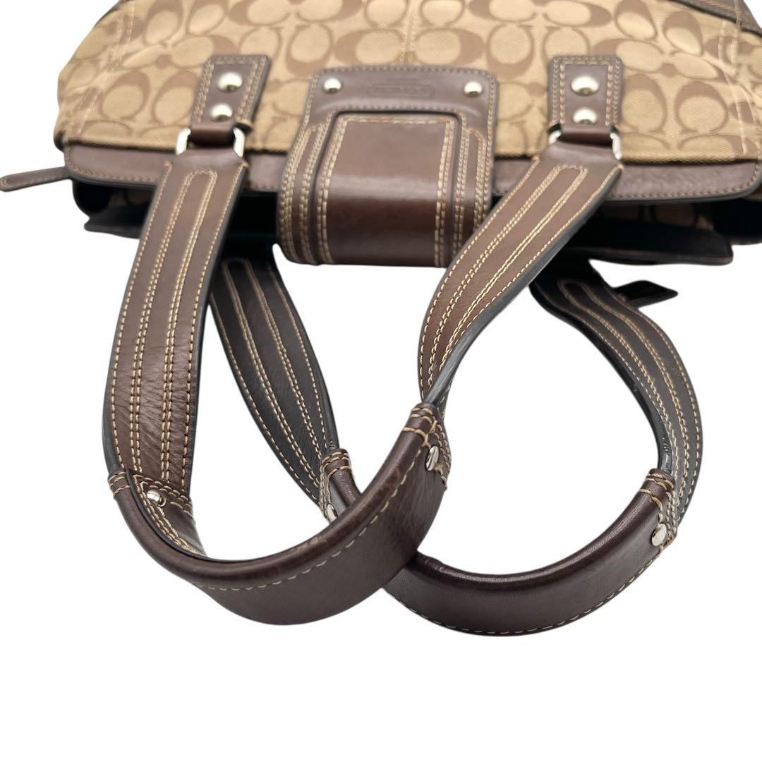 美品 シグネチャー ハンドバッグ レザー ブラウン 13975 コーチ 83