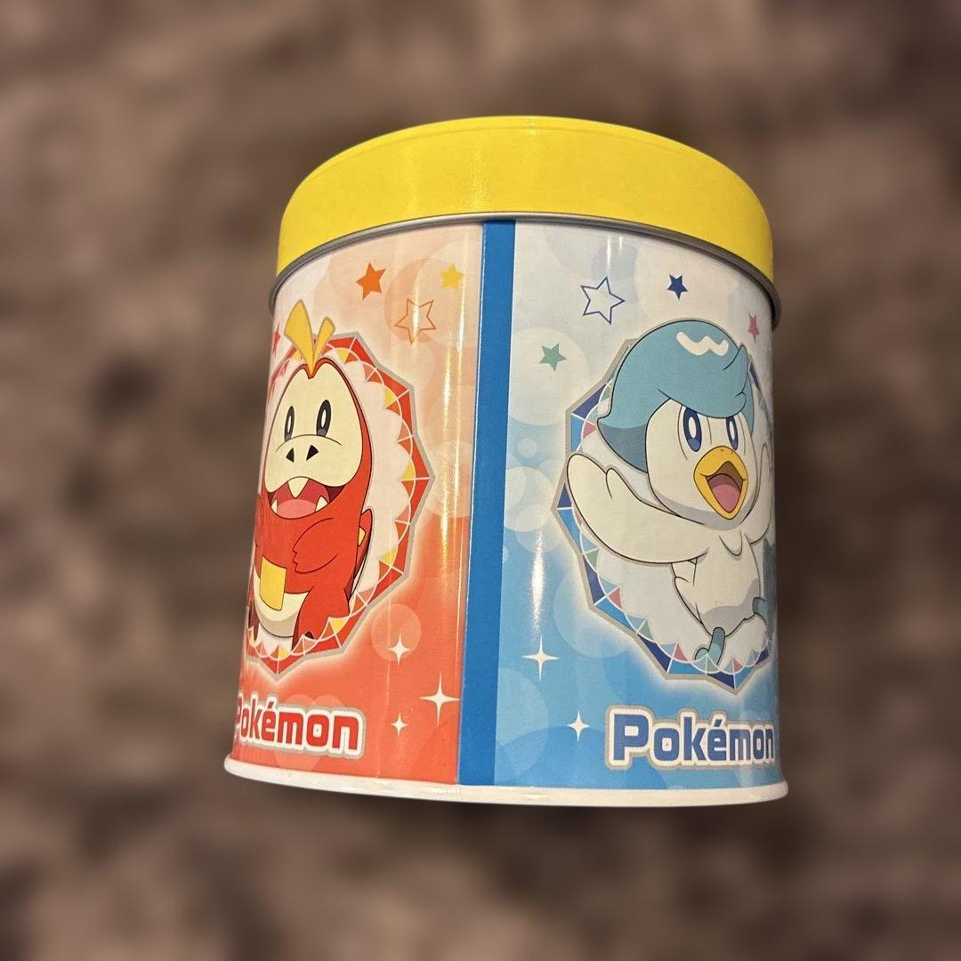 ポケモン チョコチップクッキー缶 円筒形 空き缶 ピカチュウ 小物入れ