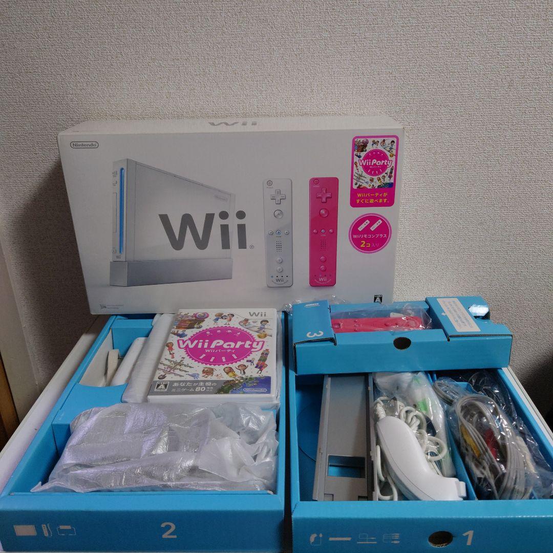 Wii本体 wiiパーティ同梱版 シロ リモコンプラス2つ 箱 - メルカリ
