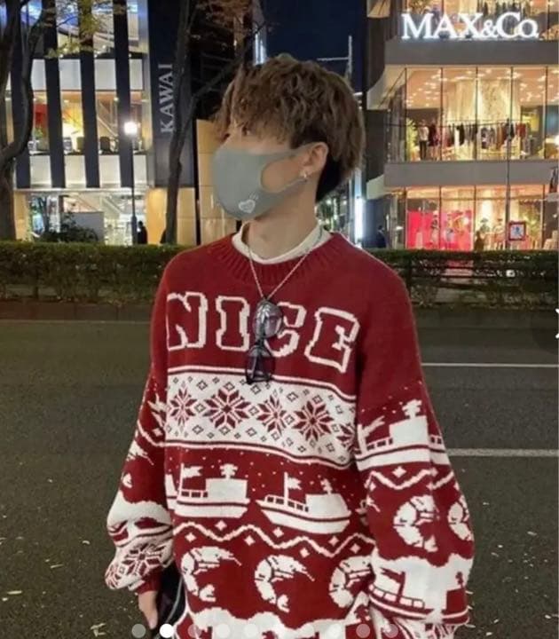 コムドットゆうた着用モデル】ケボズ☆総柄ニット希少Lサイズ 超入手