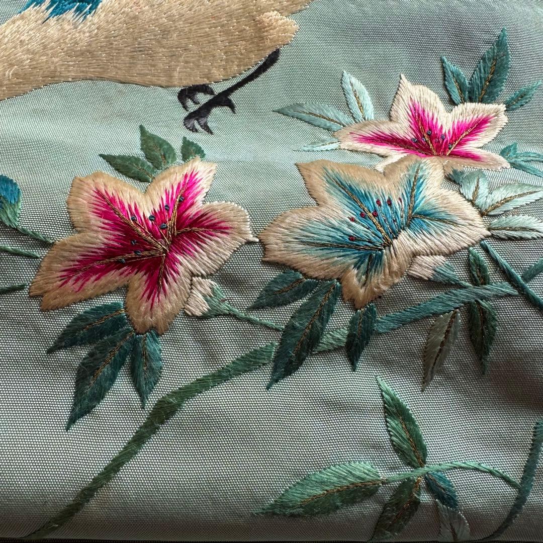 アンティーク 刺繍 名古屋帯 刺繍帯 正絹 鳩 花 瓶覗 - メルカリ