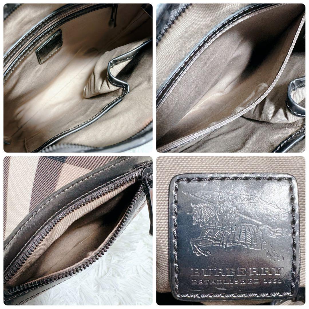 バーバリー ショルダーバッグ ノバチェック ベージュ レザー PVCメガ