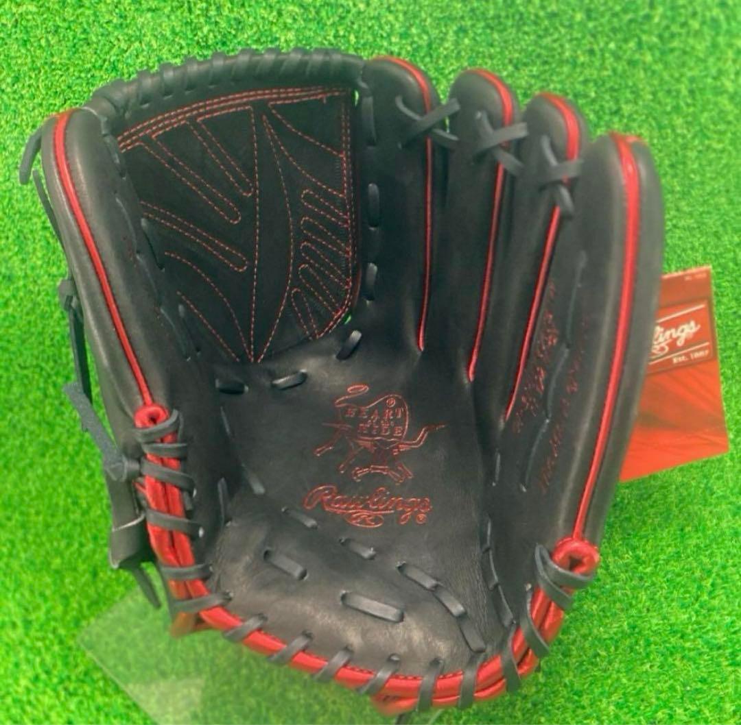 ローリングス 軟式グローブ ピッチャー 投手用 HOH METALLIC 黒 赤