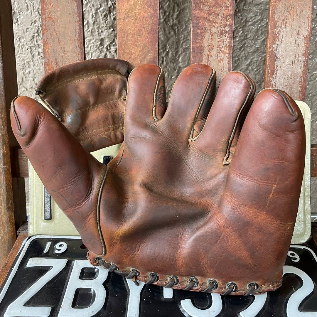 40's〜 OLDアメリカアンティーク野球グローブ 本革USAヴィンテージ雑貨