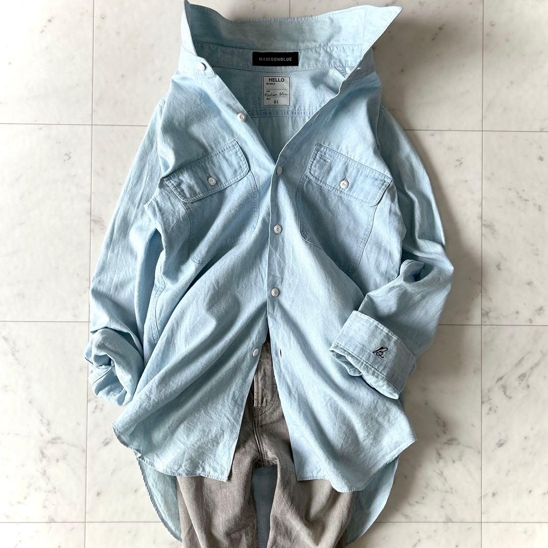 美品 マディソンブルー マダム ワークシャツ シャンブレー ライト