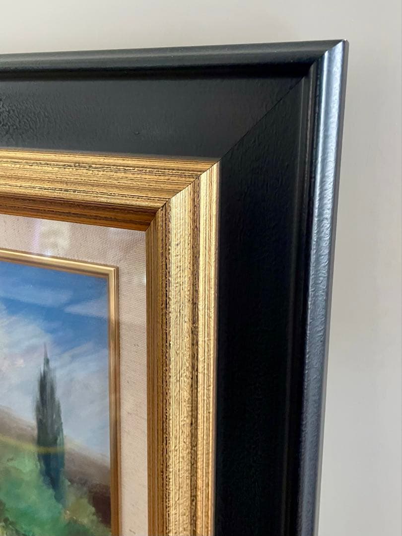 真作 油彩肉筆画 ウット・エルマン 『ひまわり畑のヴィラ』