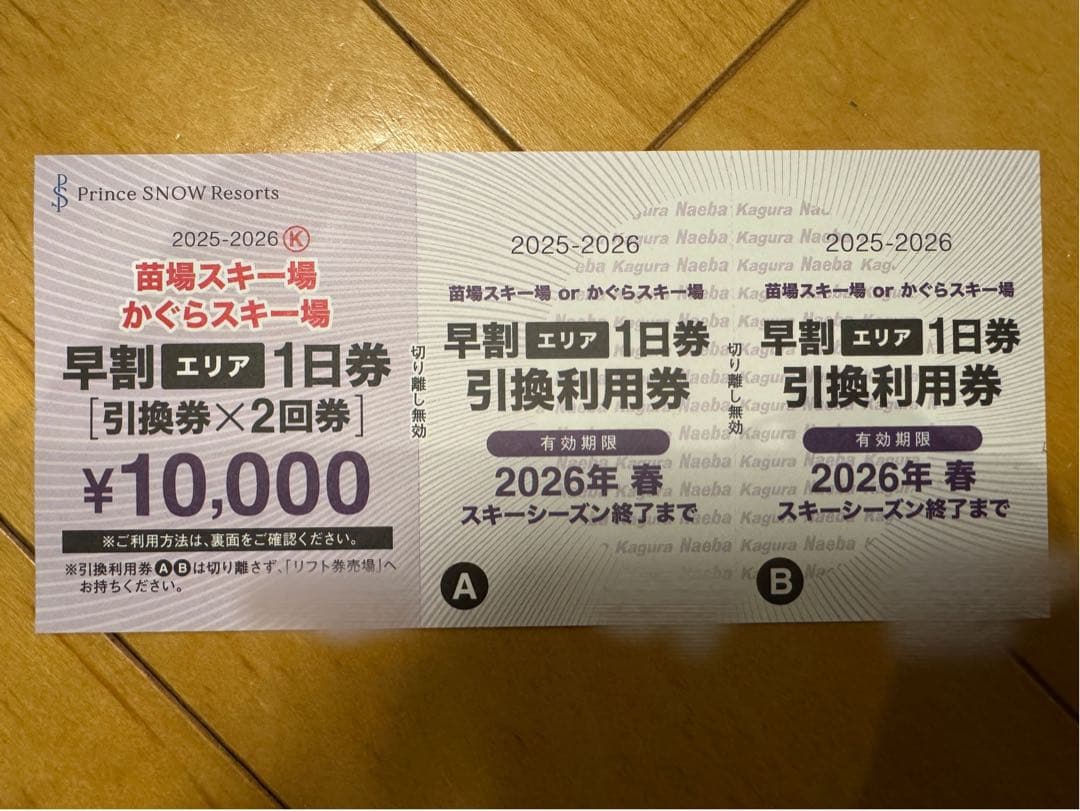 苗場スキー場・かぐらスキー場リフト1日券引換券 2回券 - メルカリ