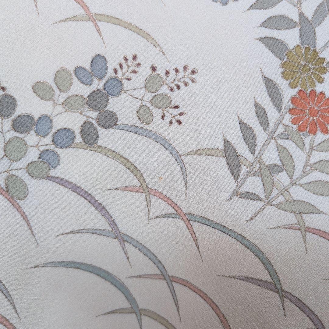 訪問着 フルセット 着物 正絹 花 刺繍 金彩加工 しつけ糸 祝い事 O9