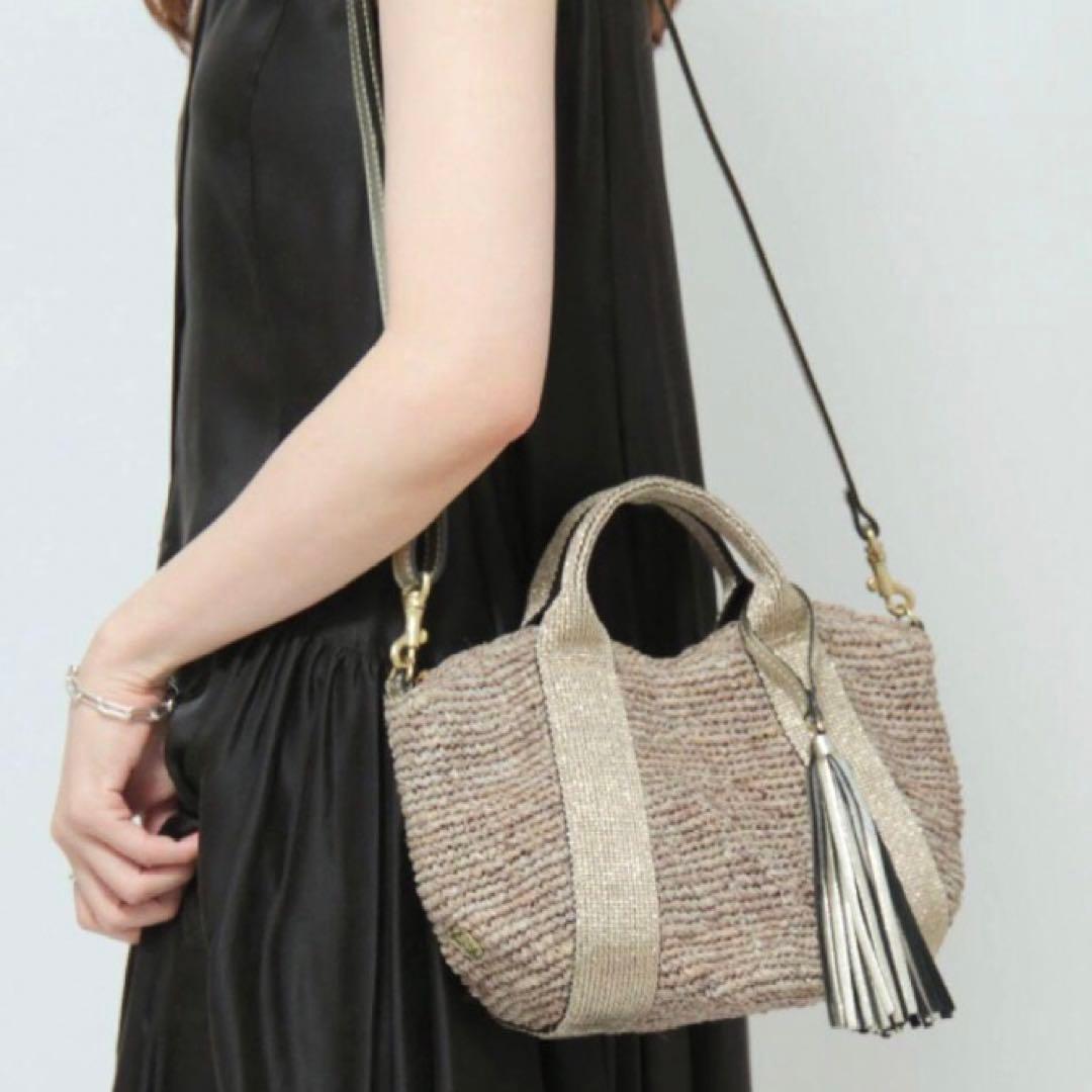 ヴィオラドーロ かごショルダーバッグ 2wayミニ ゴールド ラフィア