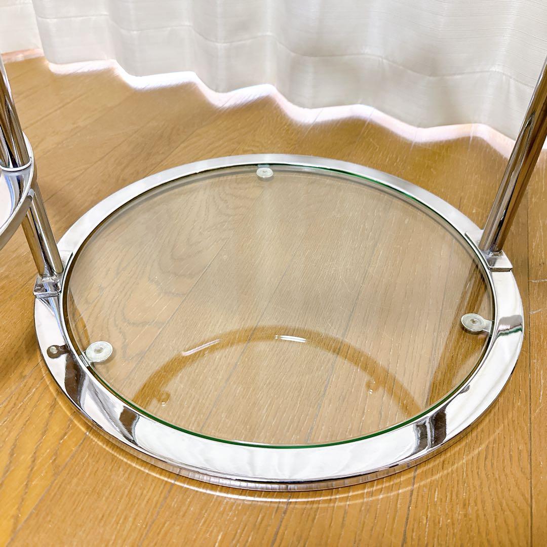 ミッドセンチュリー ラウンドテーブル 可変式 4段 強化ガラス - メルカリ