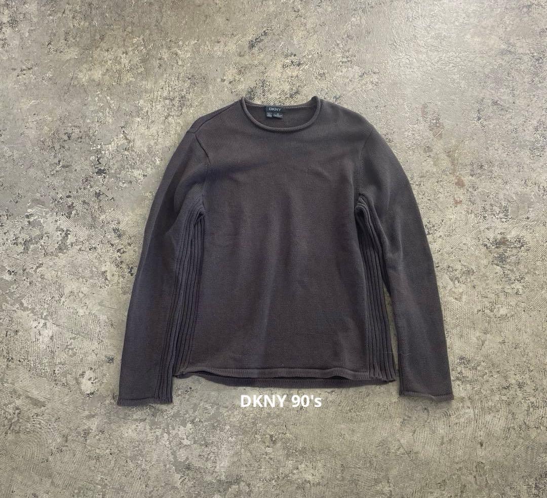 トップス DKNY 90's U-NECK HIGH GAUGE KNIT Crew Neck Pointelle Logo Sweater | Sweater | DKNY