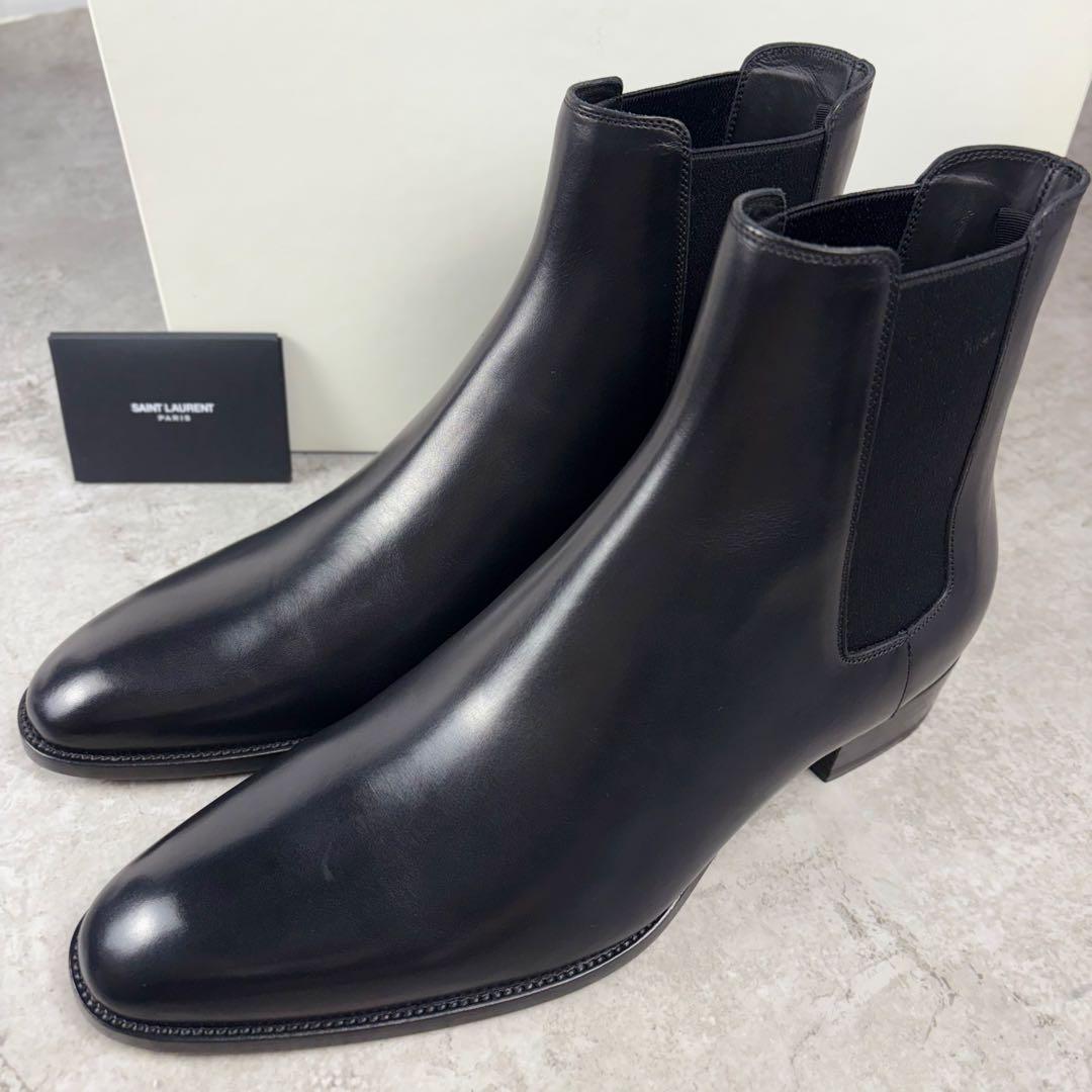 未使用品 サンローランパリ レザー サイドゴアブーツ 45 ブラック