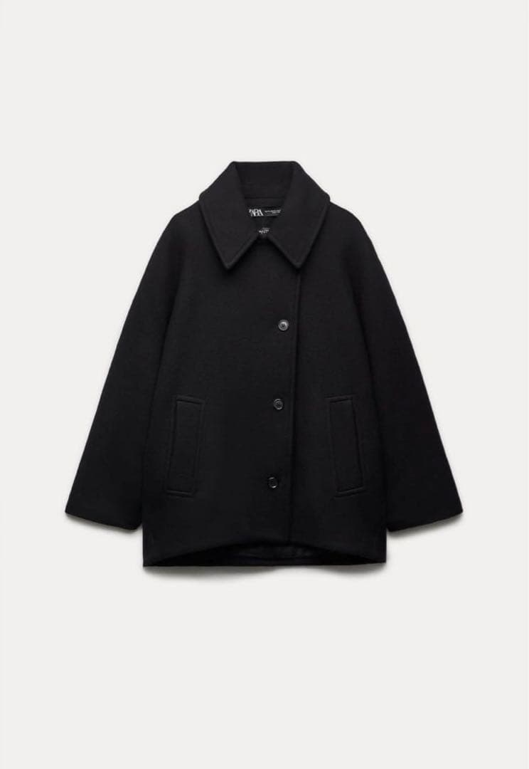 ZARA オーバーサイズ ショートウールブレンドコート - メルカリ