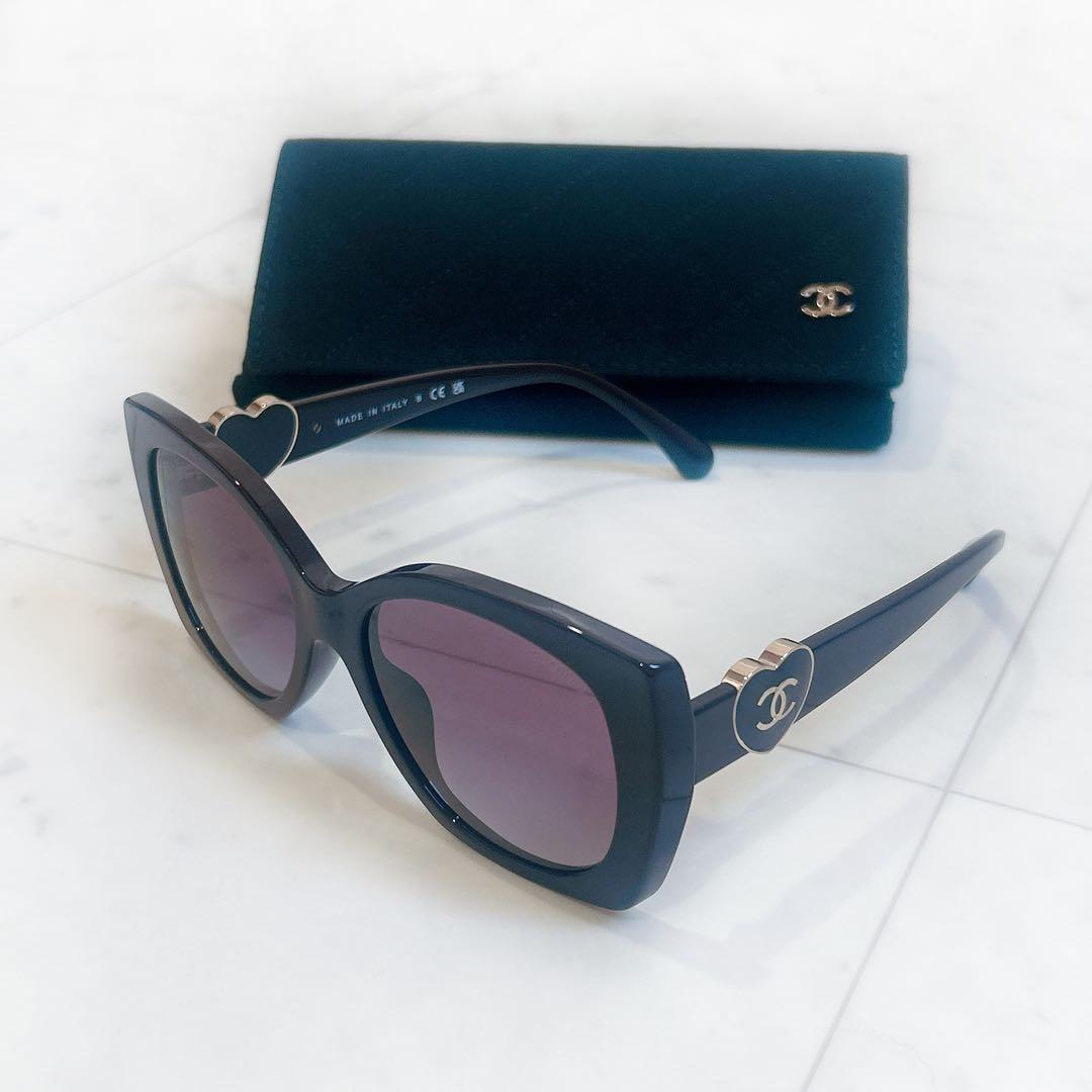 美品 CHANEL スクエアシェイプサングラス ハート ココマーク 完売 希少