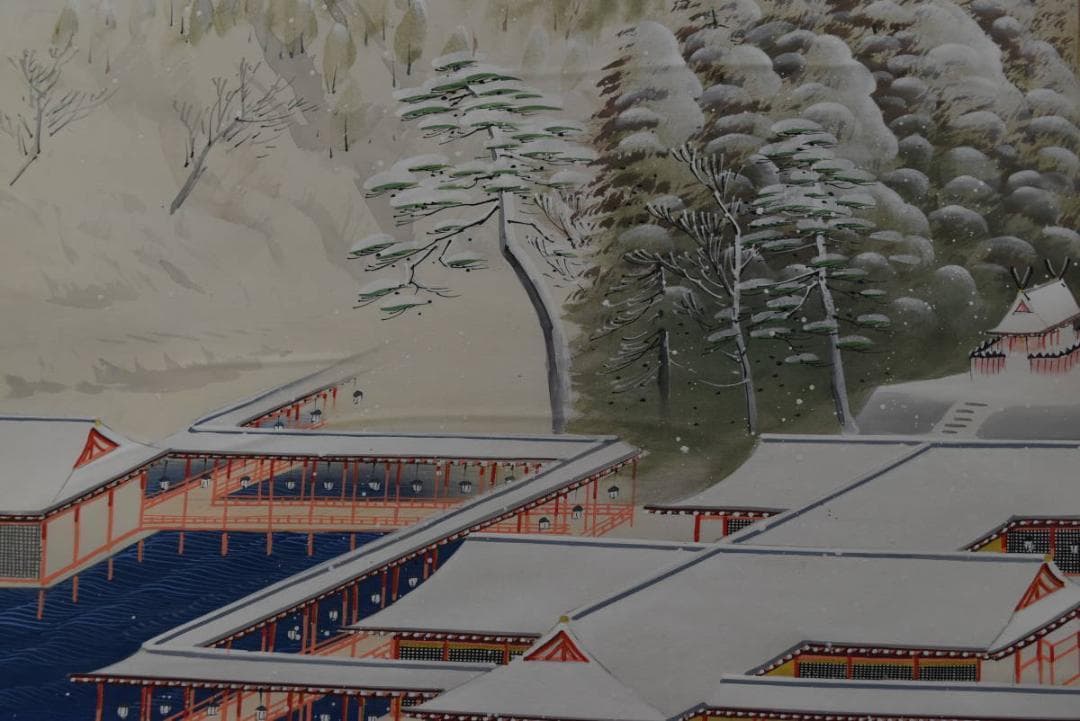 真作】光邦/岡部光成/雪景塔山水図/掛軸/名家伝来/AA-243 - メルカリ