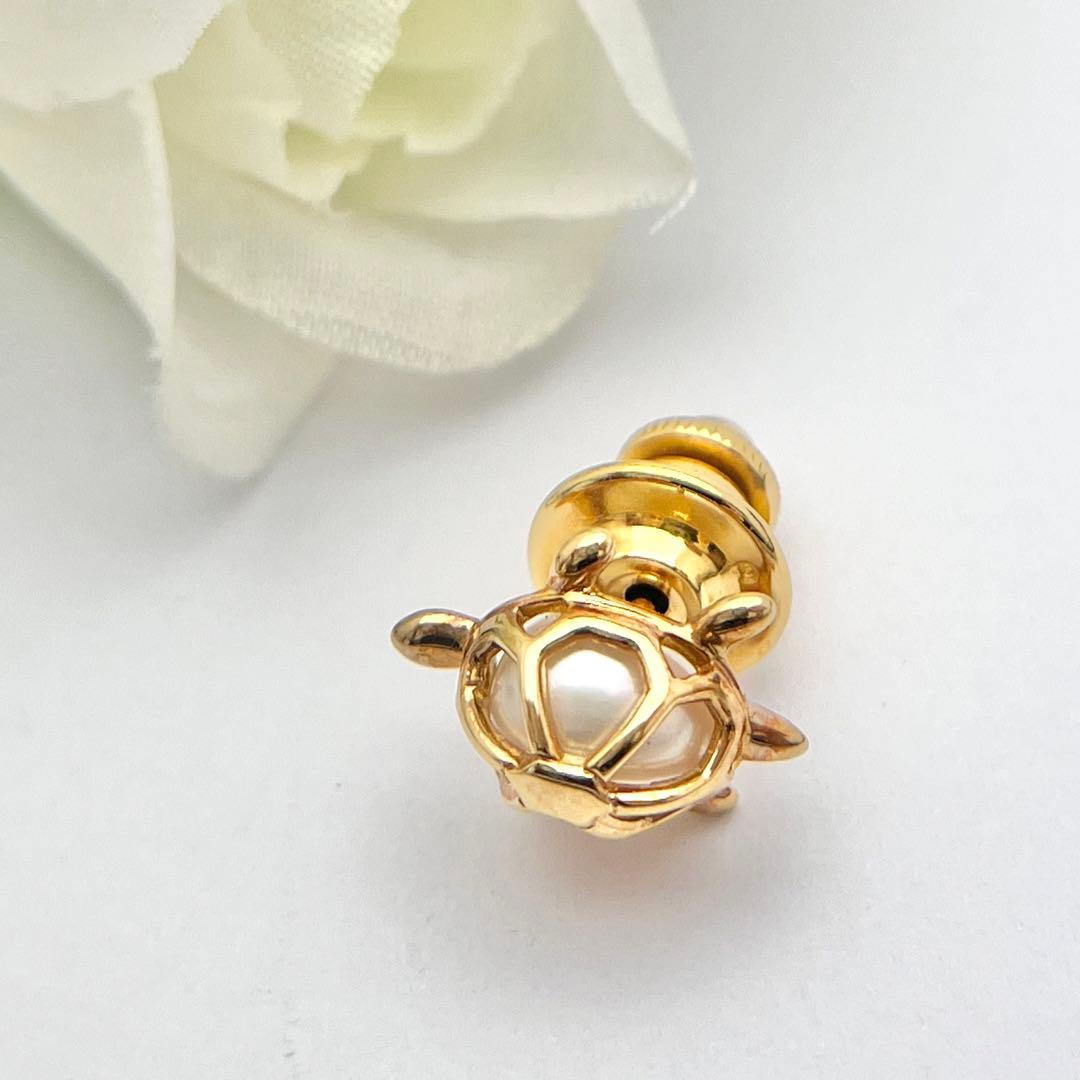 ☆美品☆ミキモト K18 ピンブローチ パール カメ 皇室御用達ブランド