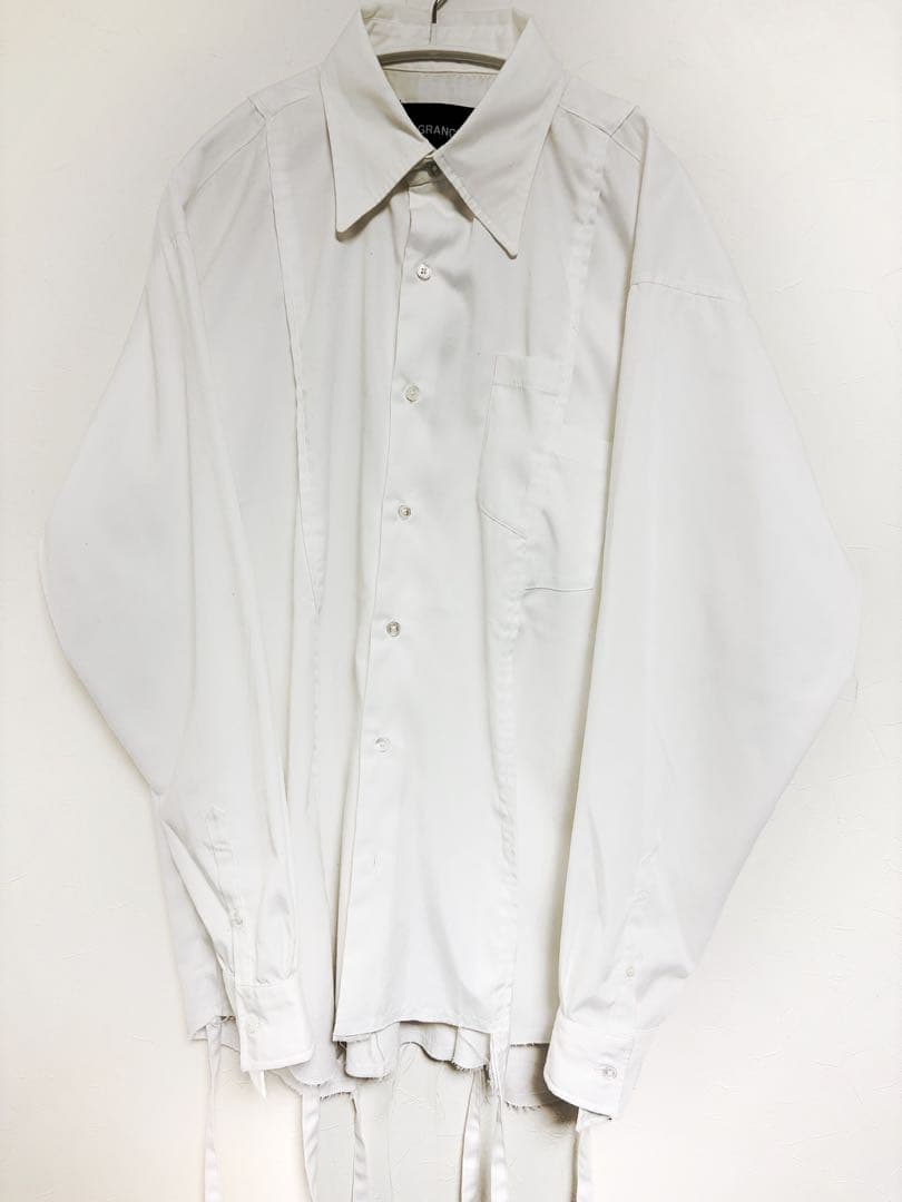 GRANCY ダメージ ドッキングデザインシャツ ホワイト グランシー