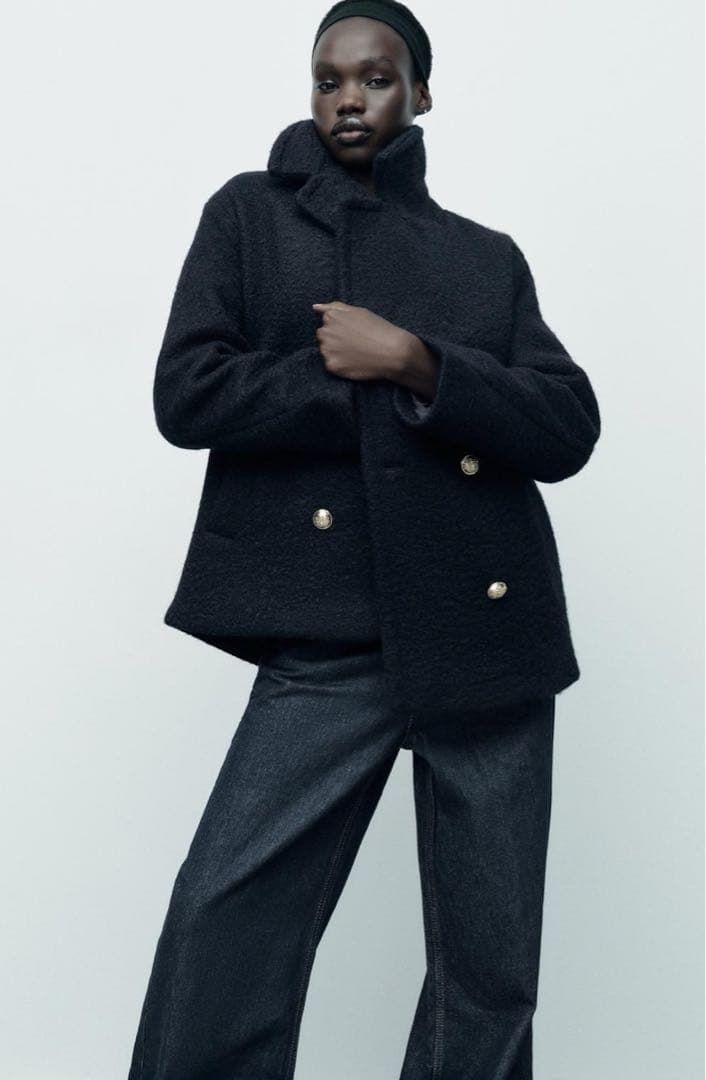 ZARA セミロング丈ブークレコート - メルカリ