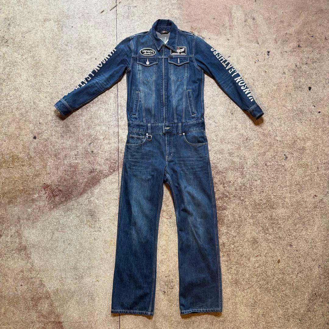 極美品】Vanson Leathers デニム つなぎ オールインワン 刺繍 - メルカリ