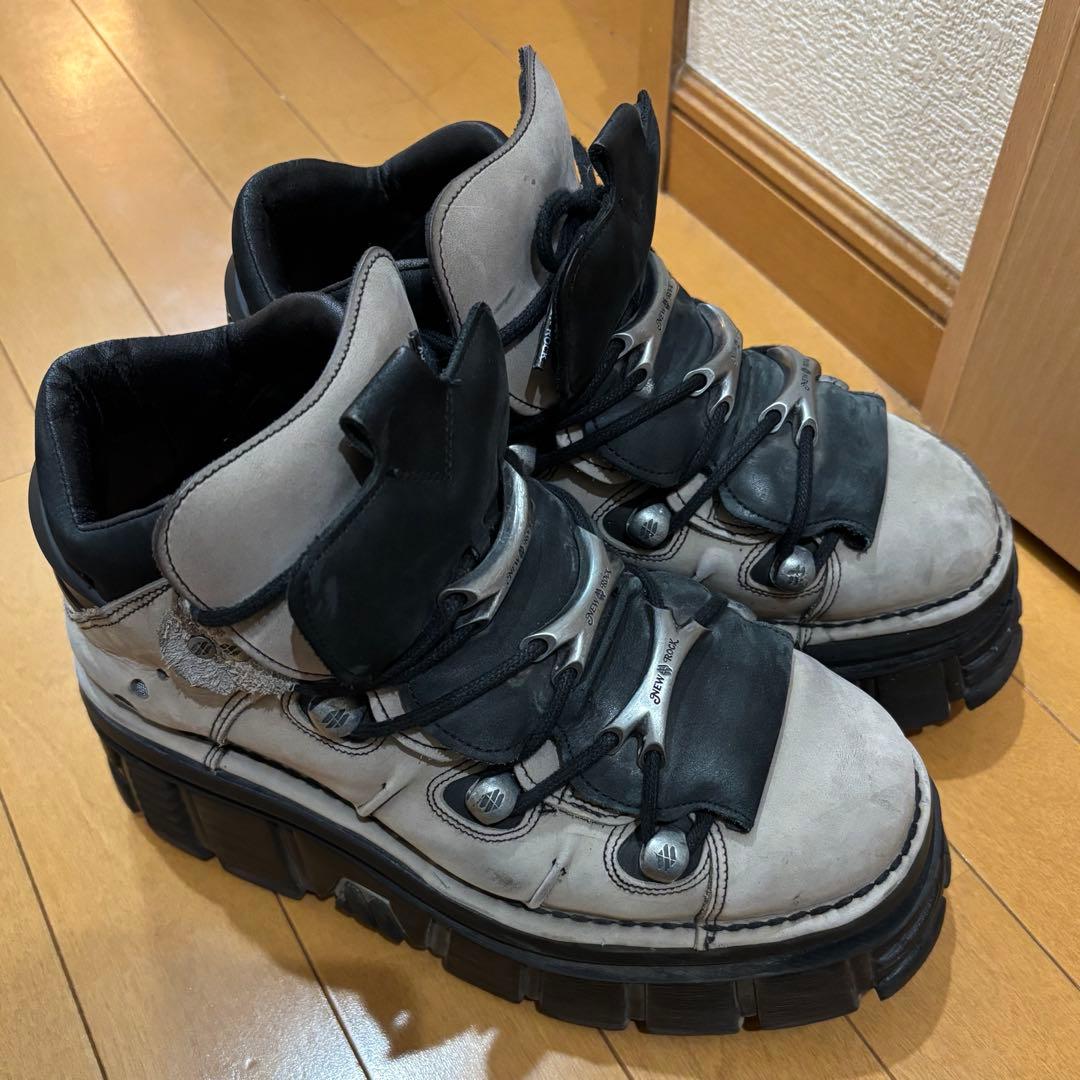 new rock あおばくん　あおばくん着用 NEW ROCK ニューロック グレー ボリュームソールブーツ あおばくん着用