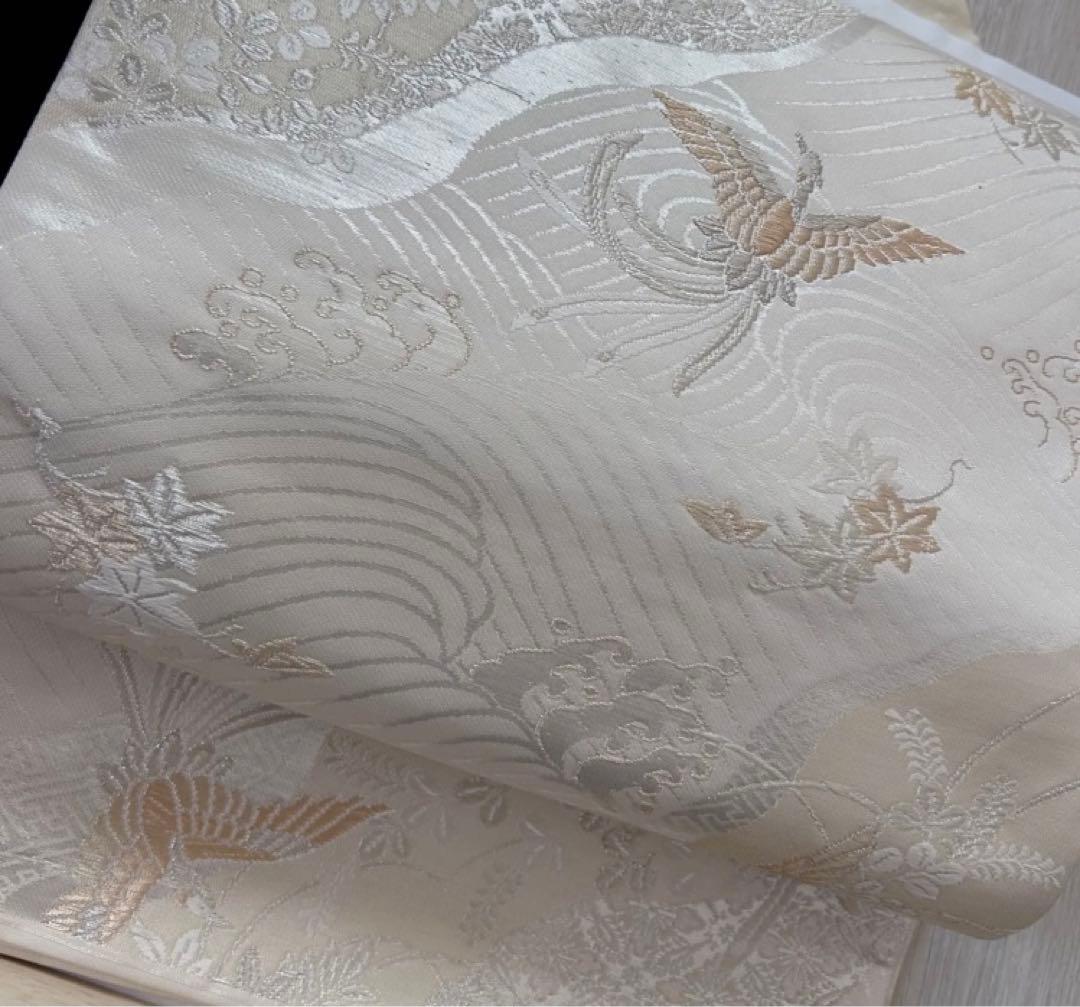 豪華刺繍正絹黒留袖袖フルセットお探しの方 西陣織袋帯 牡丹 駒刺繍 銀