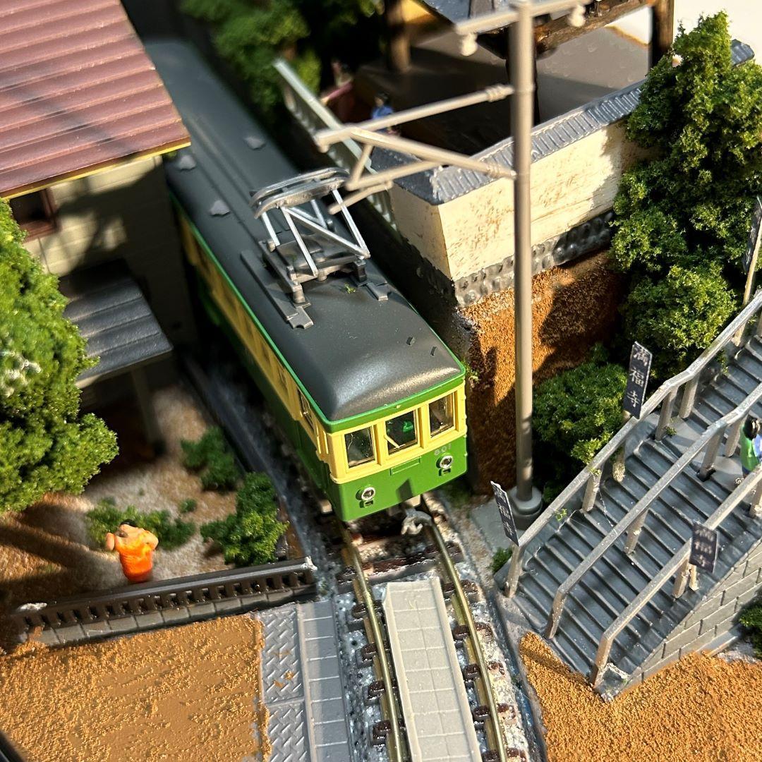 江ノ電 江の島腰越 満福寺と踏み切り 鉄道ジオラマ Nゲージ 展示台