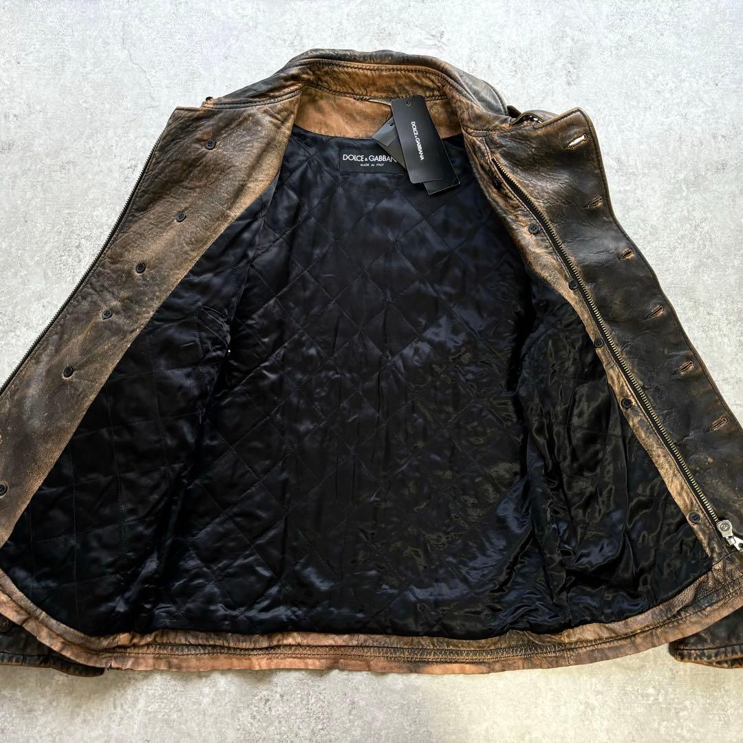 未使用タグ付□XL□DOLCE&GABBANA ラムレザー ナポレオンジャケット