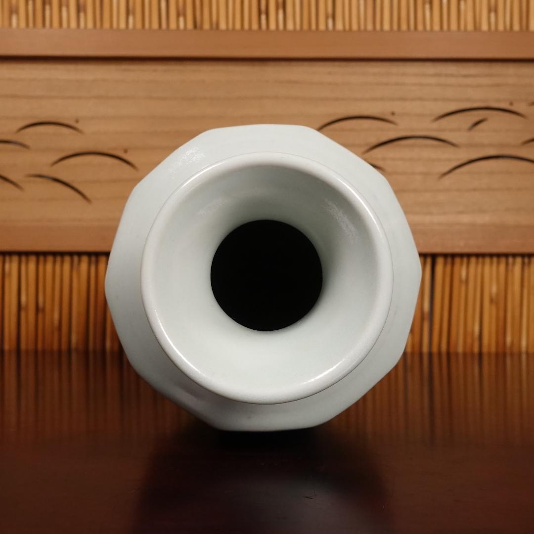 民藝派巨匠 益子焼 名工 瀧田項一 秀逸作 白磁面取瓶子