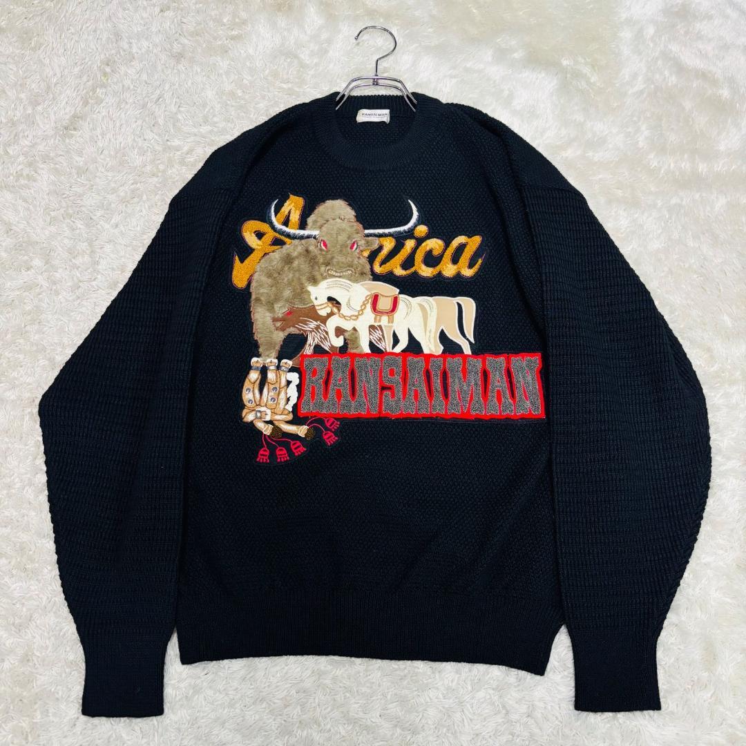 圧巻のバイソン柄 80s 90s 山本寛斎×西村豊 コラボ セーター ニット