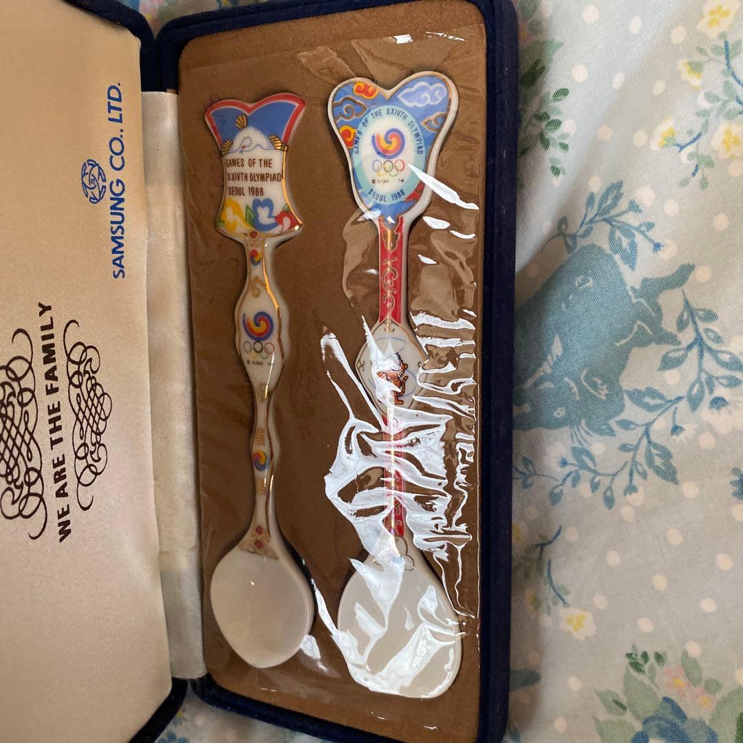ソウルオリンピック記念スプーンSamsung アートスプーン 2本セット