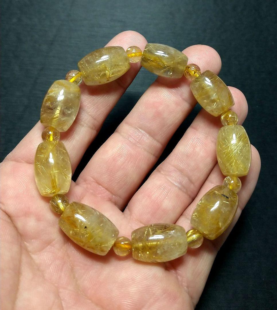 専用【お手頃品質】ゴールドルチルクォーツ《樽型》ブレスレット　珍品　希少