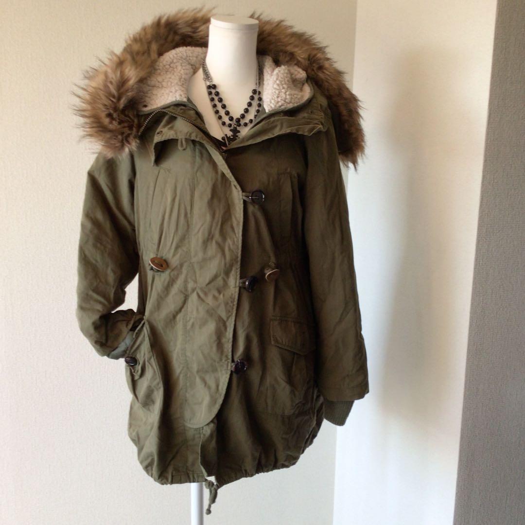 y2k エコファーフード付モッズコート グランジフェアリー 森ガール