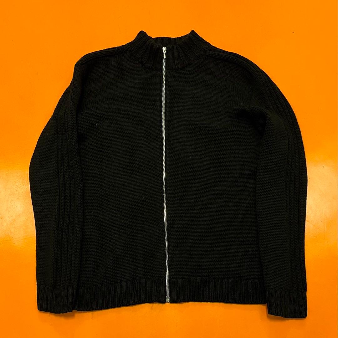 old アニエスベー　オム　90s ウール　ドライバーズニット　ハイネック　黒 古着 90s GAP ニットリブ ハイネック メルトン ウール ドライバーズ