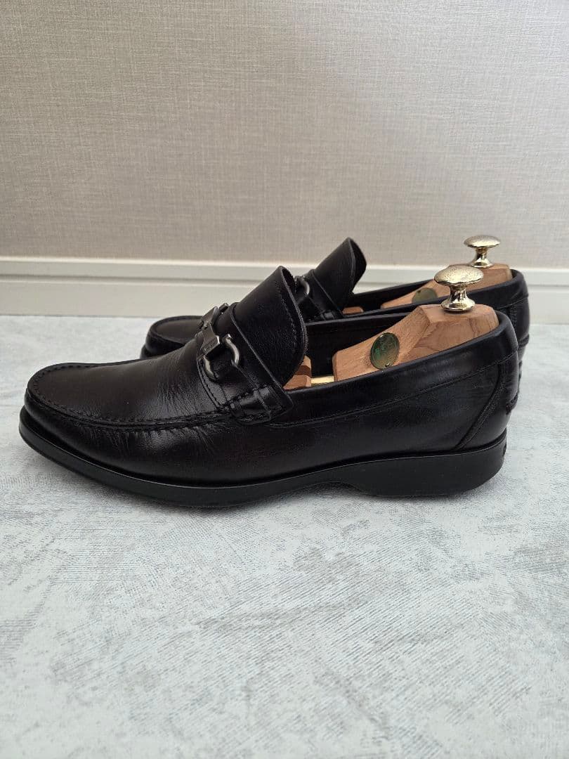 【美品】FERRAGAMO ガンチーニ ローファー 24.5cm ダークブラウン